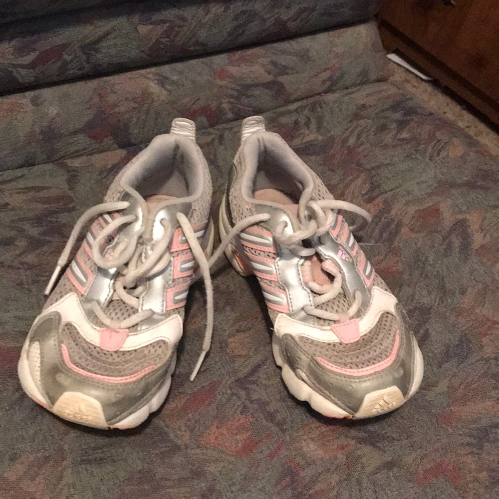 Pink and silver adidas